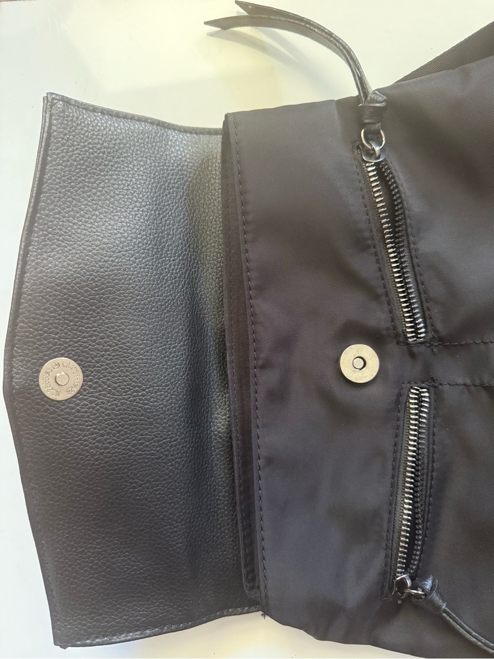 Botkier Black Compact Nylon & Leather Flap Backpack - Picture 4 of 6